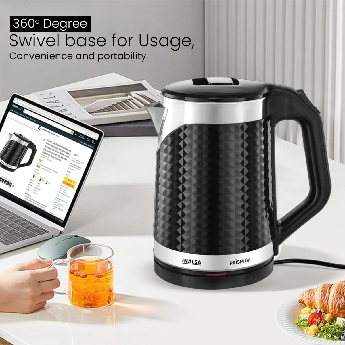 INALSA Double Wall Kettle Prism BK 1.8 Ltr 1500W